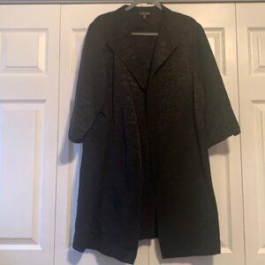 Eileen Fisher Woman Black Long Jacket Open Front Blazer 3X